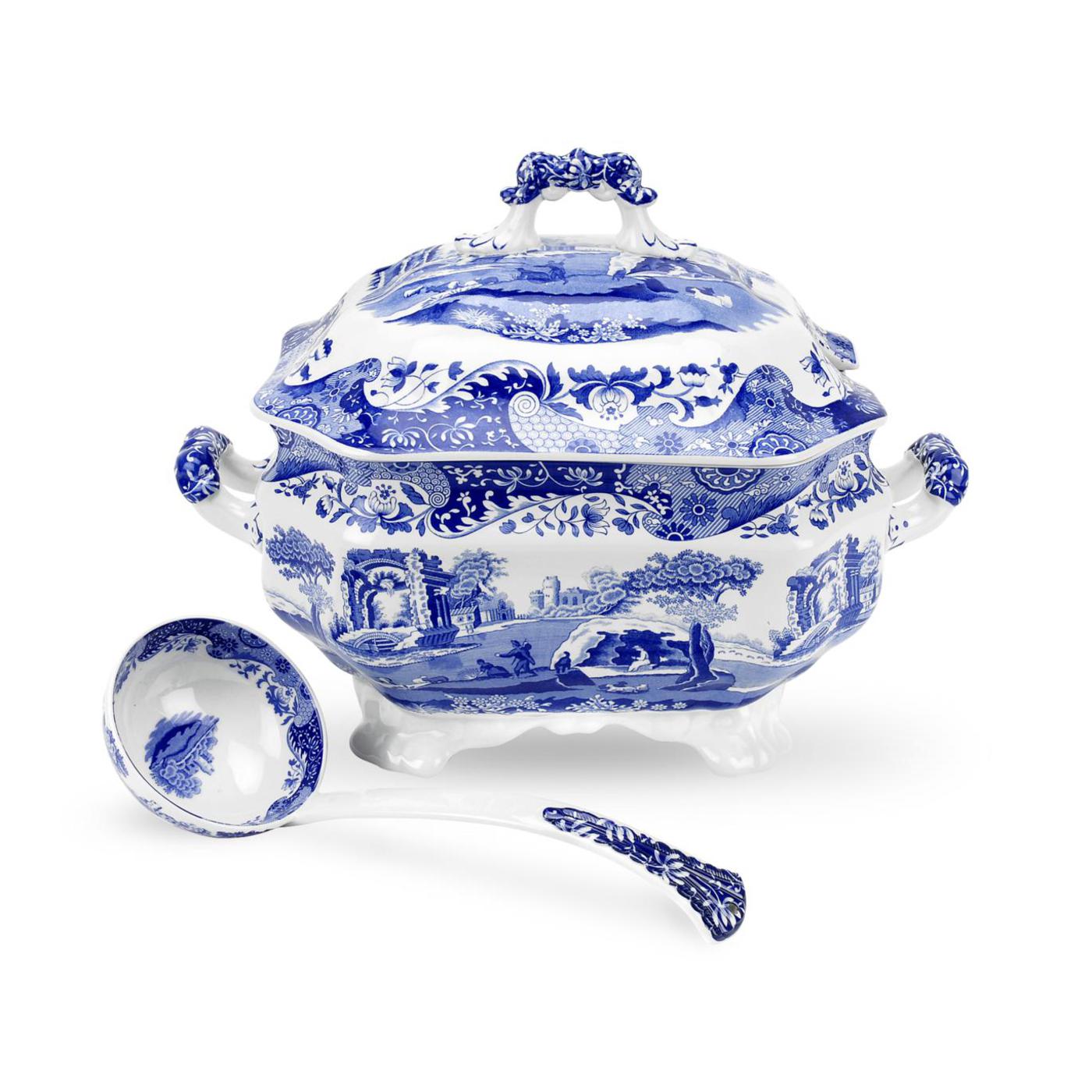 Spode Blue Italian Soup Tureen & Ladle