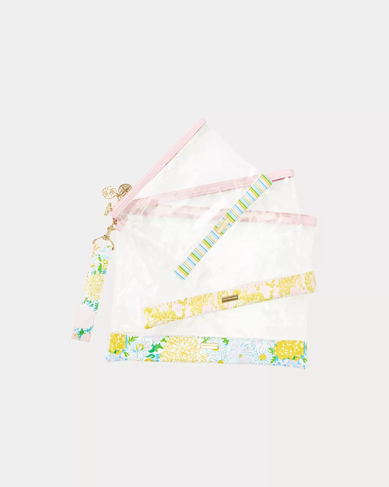 Lilly Pulitzer set 3 clear carryall bags