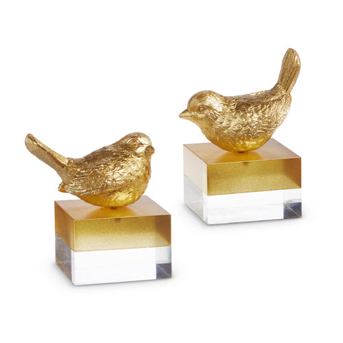 Gold bird on Two Tone Acrylic Block #4428044