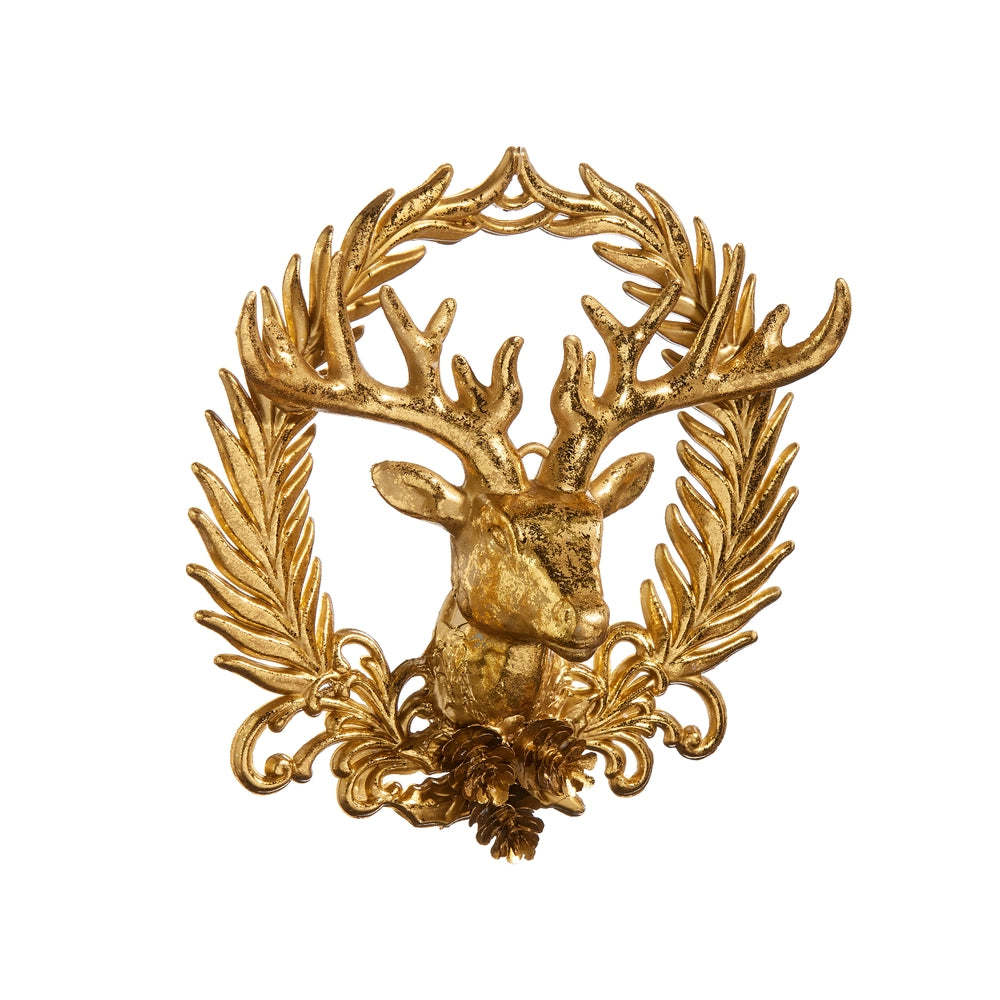Raz 6" Deer with Wreath gold Ornament