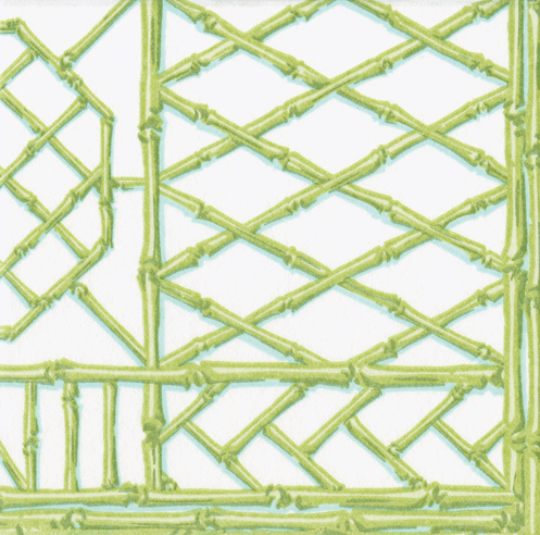 Moss Green Bamboo Screen cocktail paper napkin