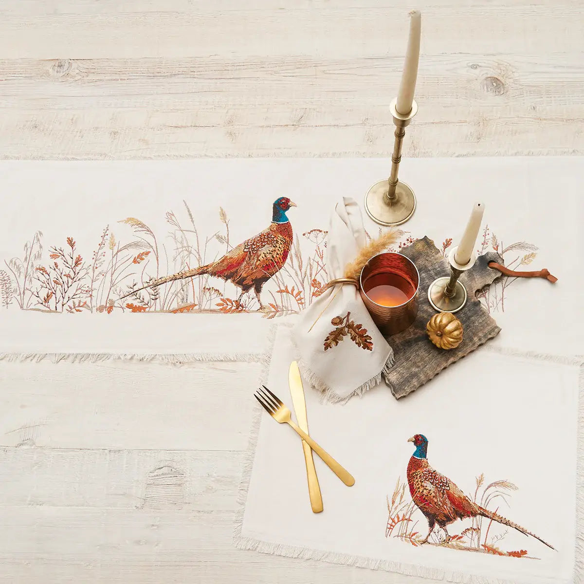 Pheasant Landing Bird Table Runner
