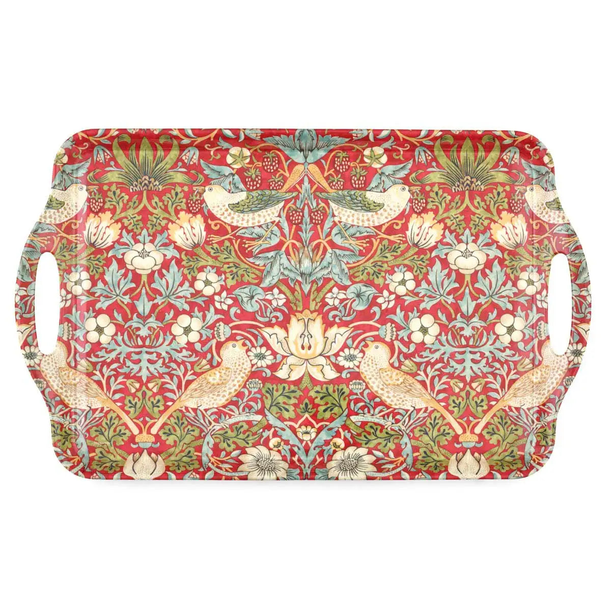 Red Strawberry Thief Lg Hndld Melamine tray