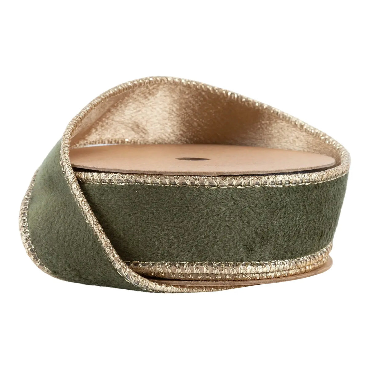 Moss Green 1 inch wired velvet ribbon