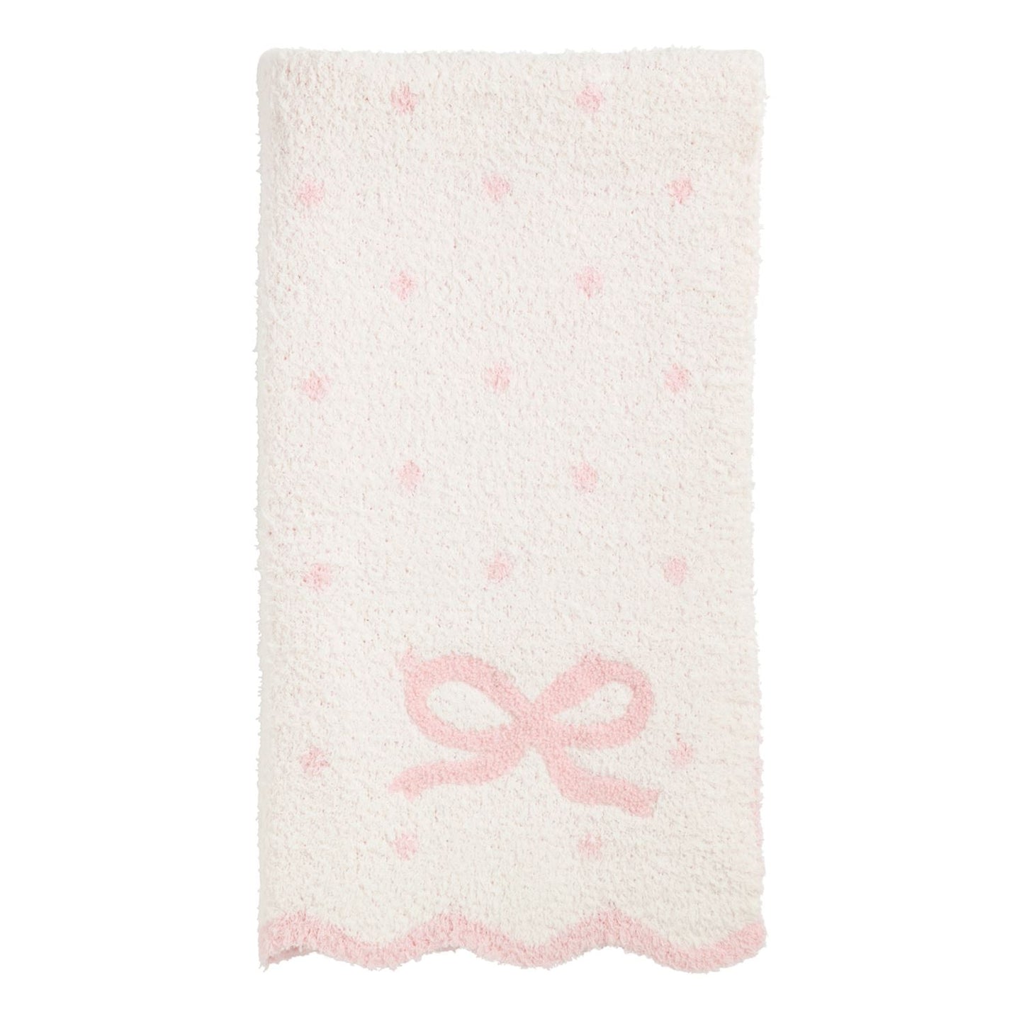 MP Scallop Bow Chenille Blanket pink & white