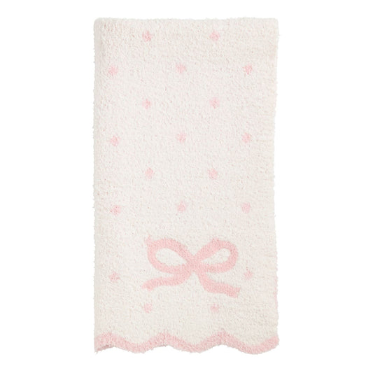 MP Scallop Bow Chenille Blanket pink & white