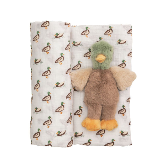 MP Mallard Duck Swaddle & Rattle