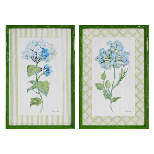 Blue Azure Bloom Framed Print in Green Bamboo Frame