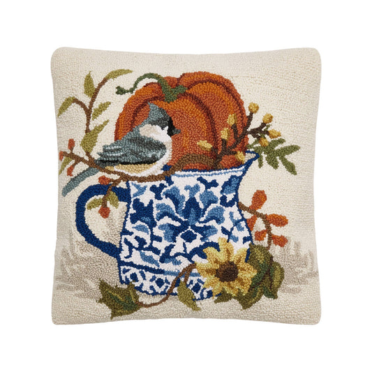 Fall Birds w/Teapots Hook Pillow