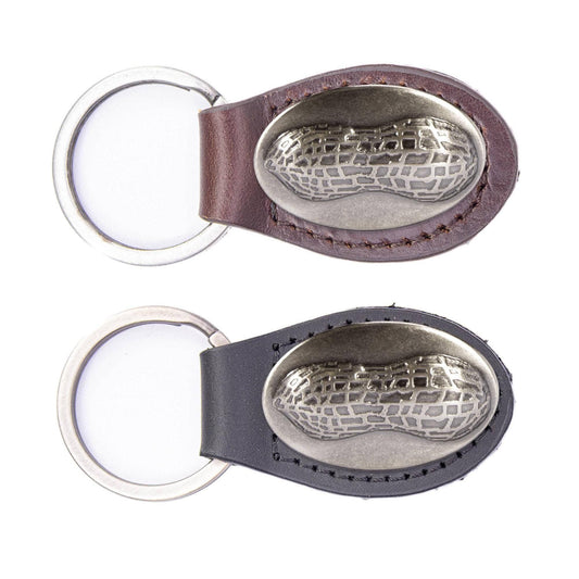 Peanut Emblem Oval Leather Keychain