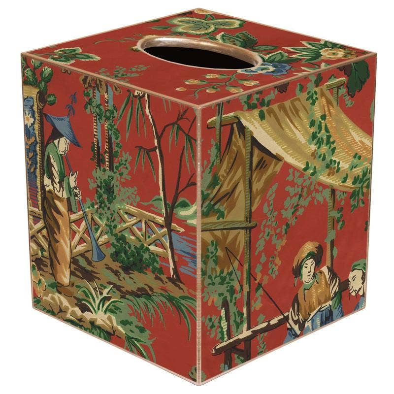 TB224 Red Chinoiserie Tissue Box Cover