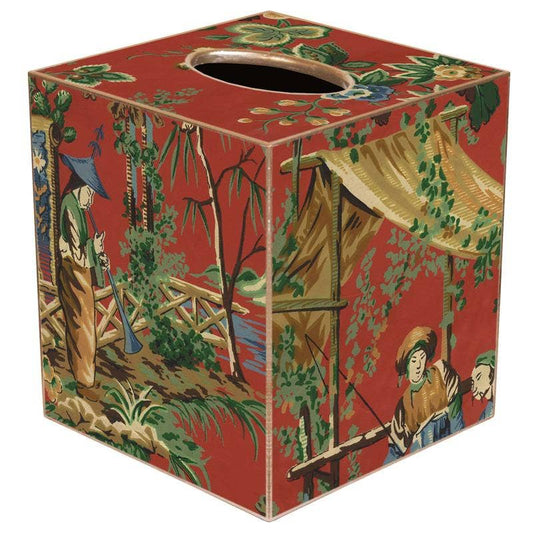 TB224 Red Chinoiserie Tissue Box Cover