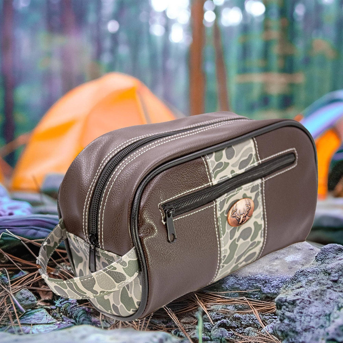 Buck Brown Pebble Old School Camo Men's Toiletry Dopp BagZep-Pro