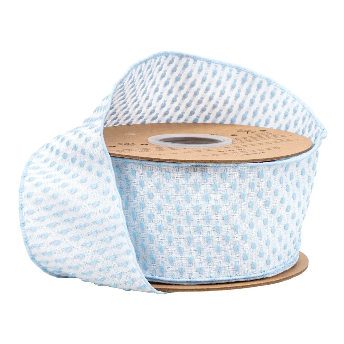 Blue White Woven wired 2.5 inch ribbon