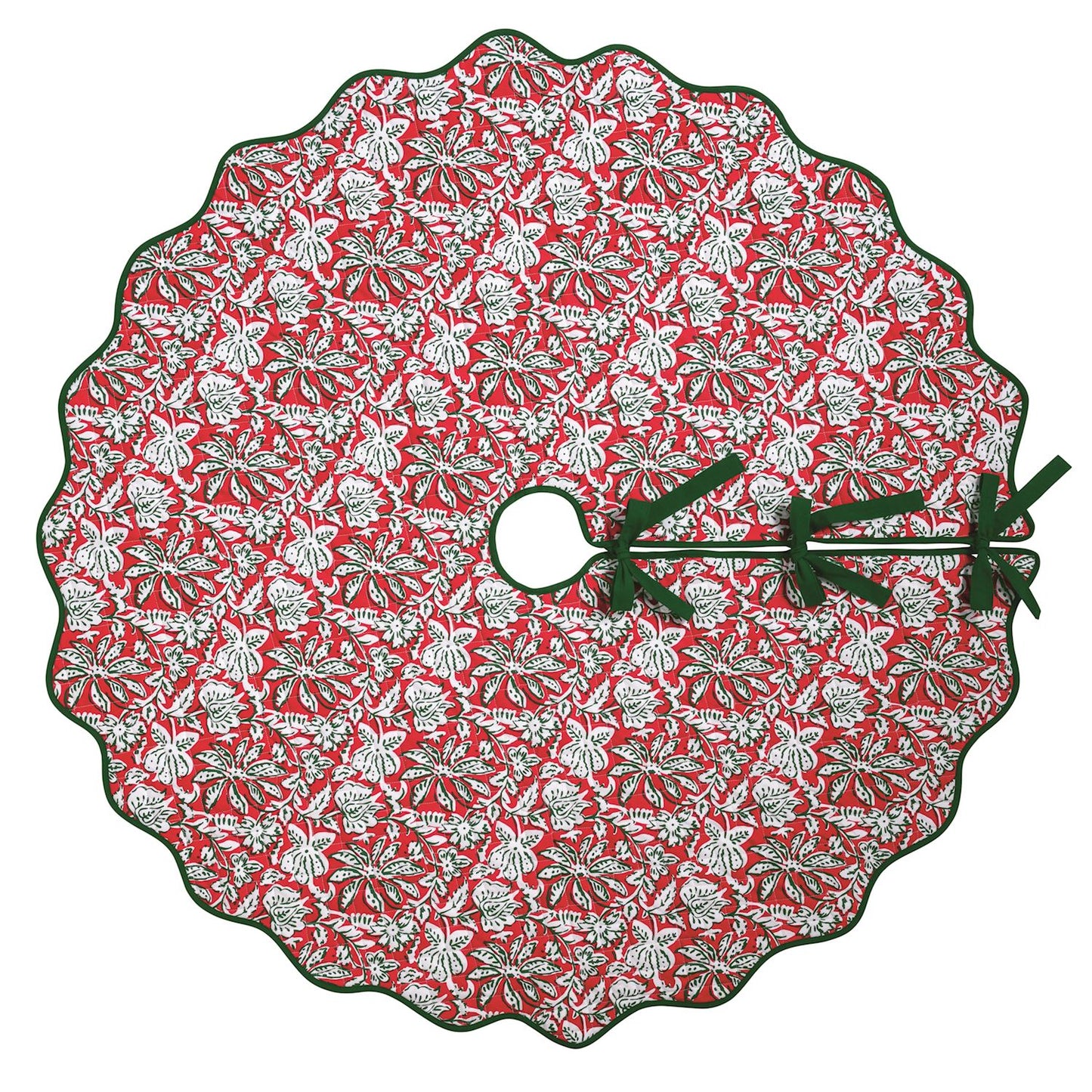 MP Christmas Block Print Tree Skirt Rev to Stripe