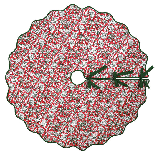 MP Christmas Block Print Tree Skirt Rev to Stripe