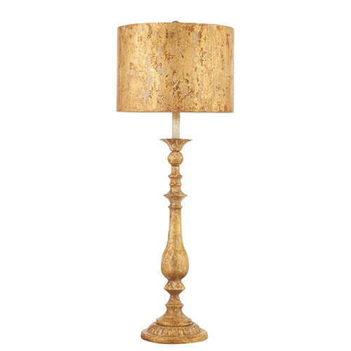 Gold Distressed Lamp 38" with Metal Shade