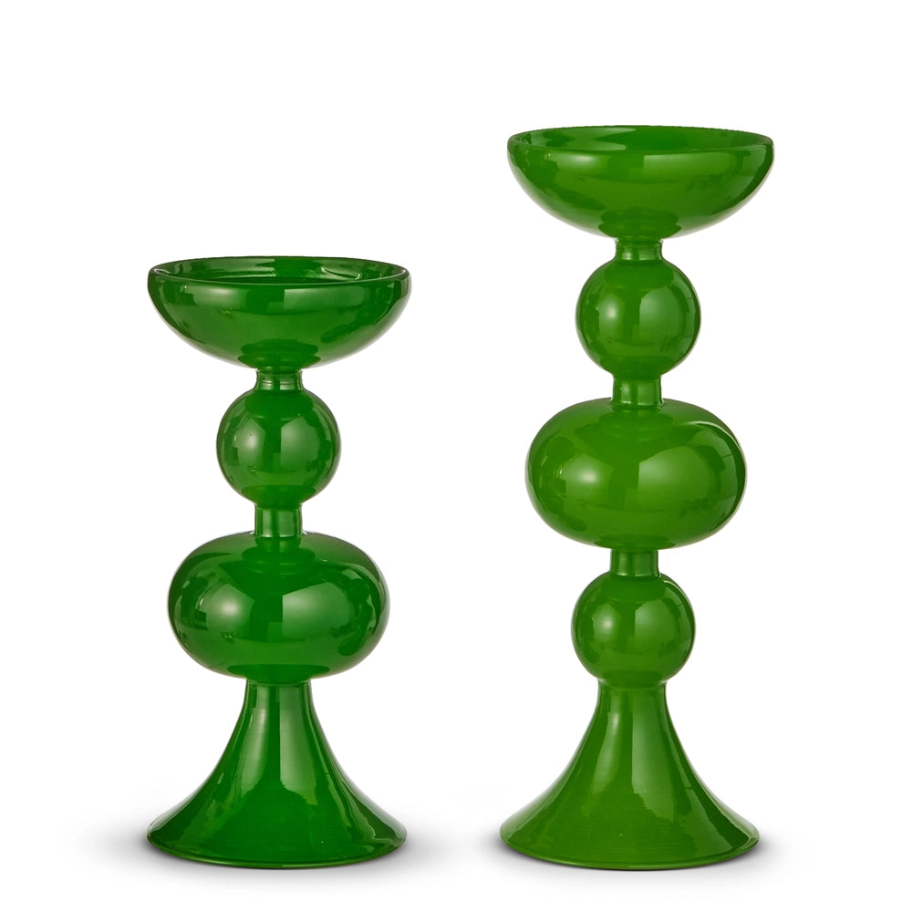 Green Glass Candle Holders Raz #4622868 set 2