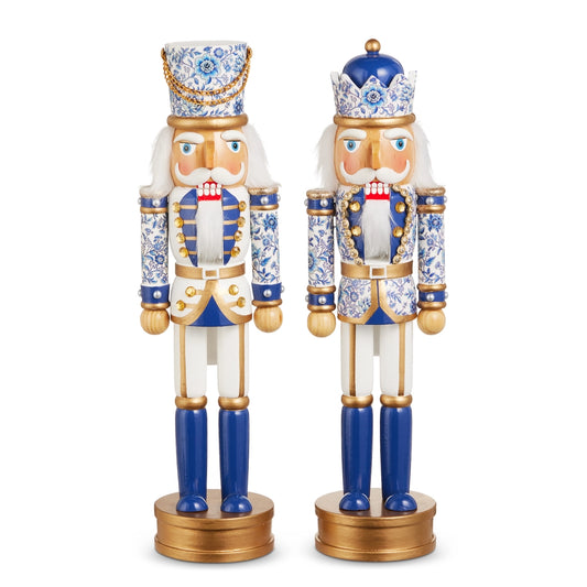 Raz Chinoiserie Nutcracker Blue & White 14.75"