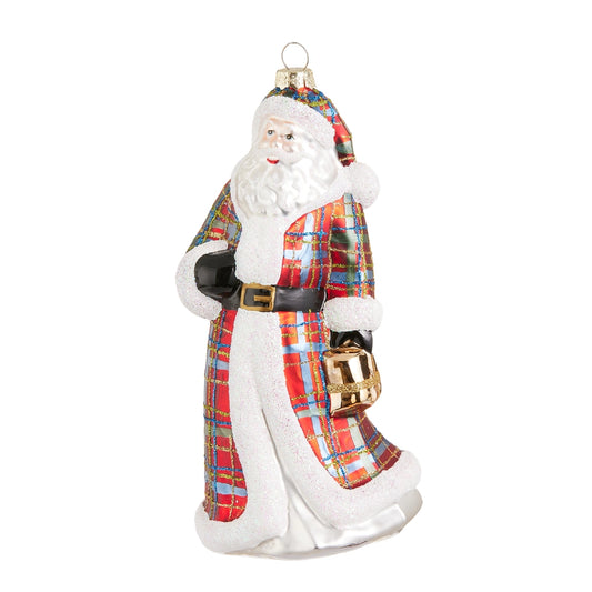 Raz Plaid Santa Ornament 7.5"