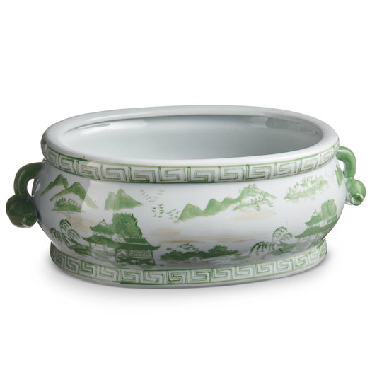 Green & White Planter 17" Raz#4651064