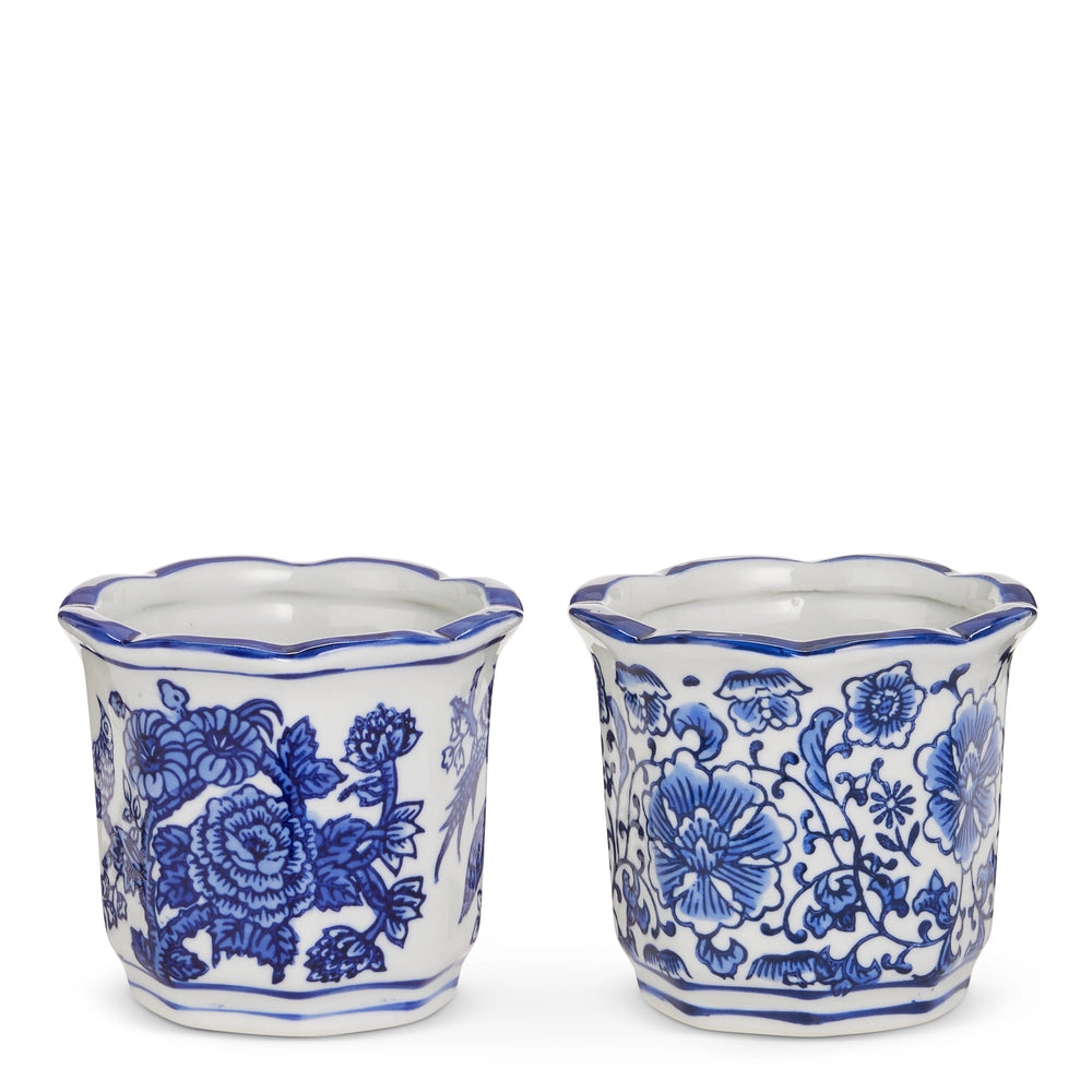 Raz 4" Mini Blue & White Pots