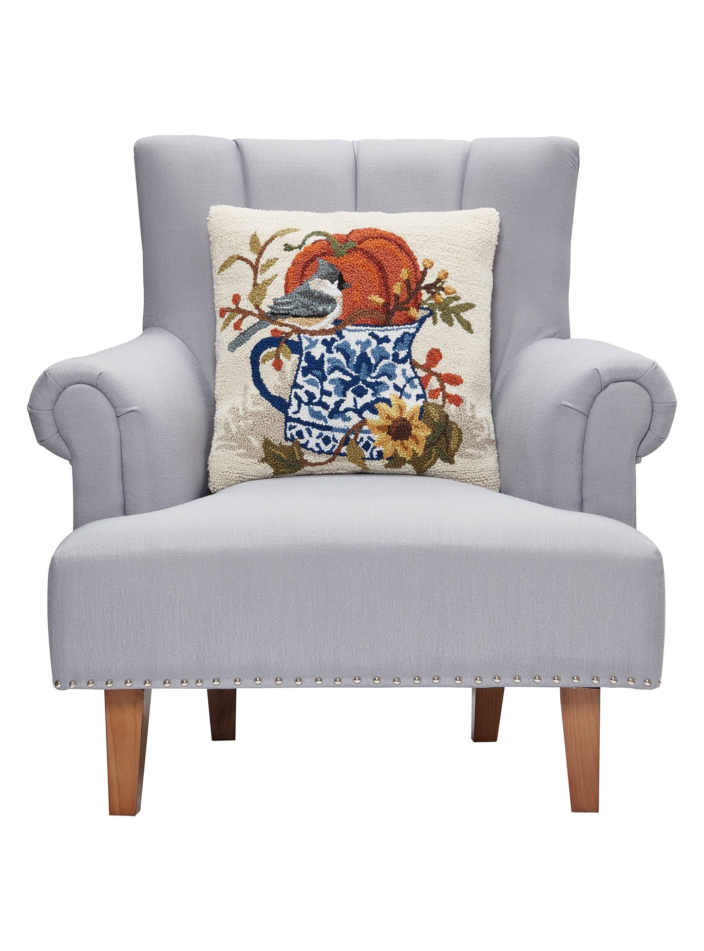 Fall Birds w/Teapots Hook Pillow