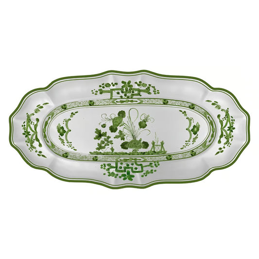 VIDA Faenza Long Oval Tray (Green and White)