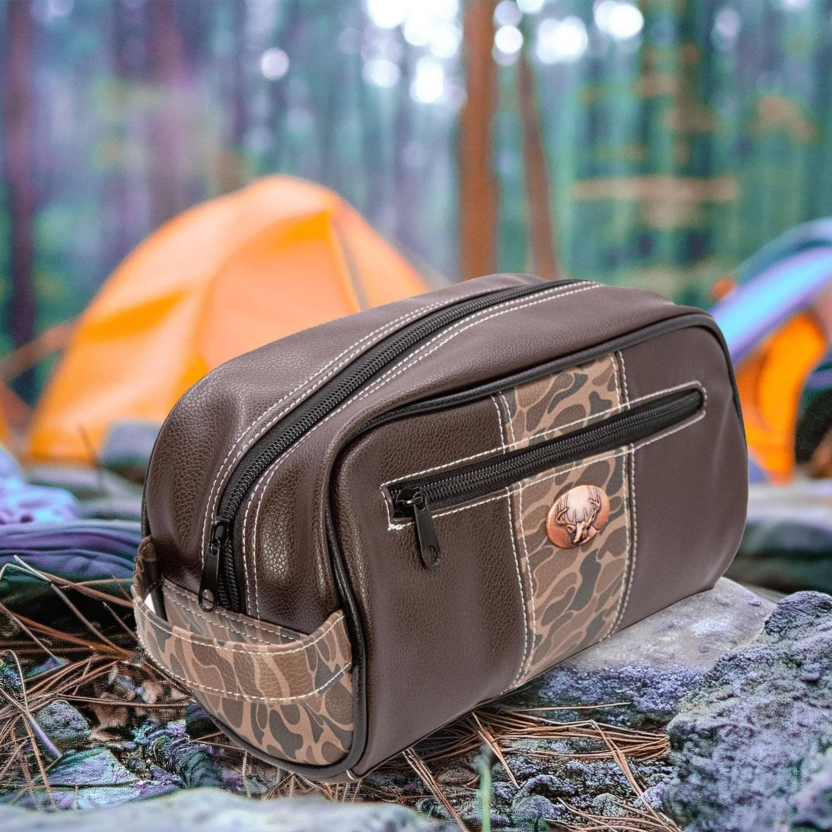 Buck Brown Pebble Old School Camo Men's Toiletry Dopp BagZep-Pro