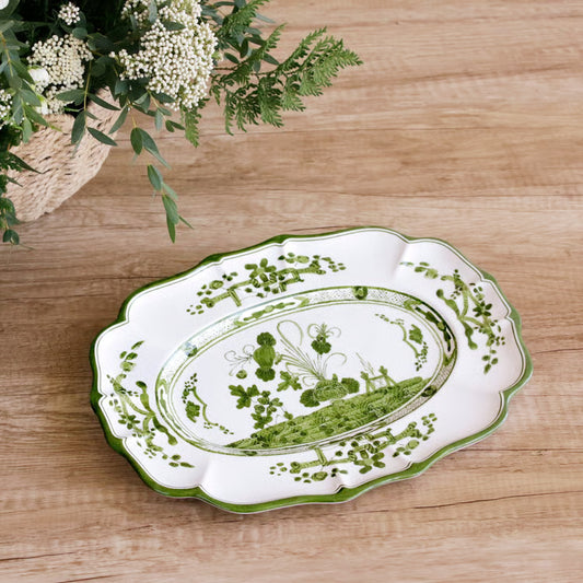 VIDA Faenza Medium/Large Oval Platter  (Green and White)
