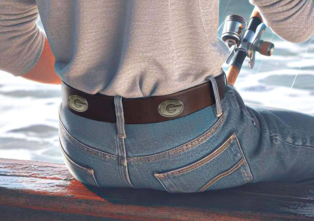 Zep-pro UGA Georgia Bulldogs Men's Collegiate Leather Belt: Brown