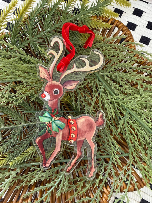 Rudolph Acrylic Reindeer Ornament 5"