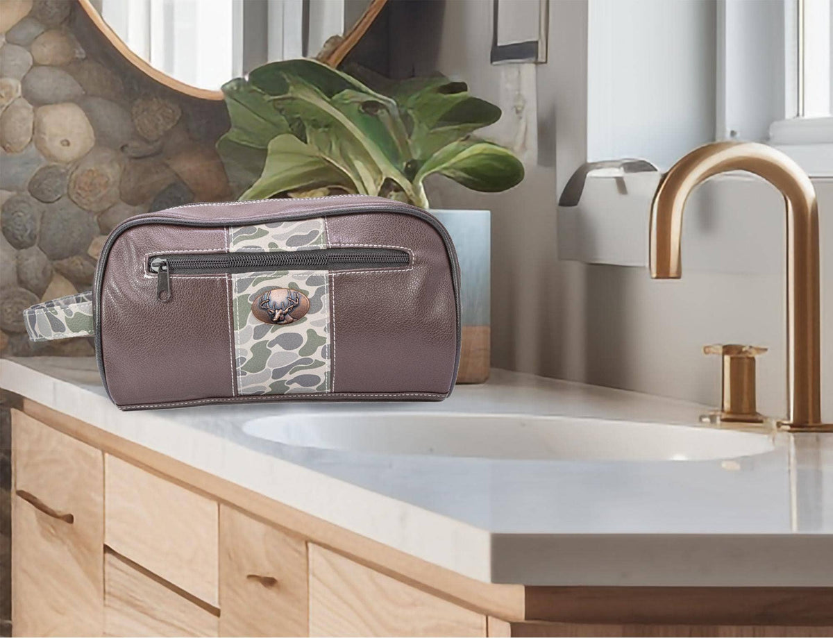 Buck Brown Pebble Old School Camo Men's Toiletry Dopp BagZep-Pro
