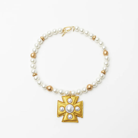 Pearls with Grace Pearl Cross 18" HTJ