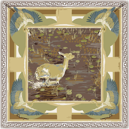 AW Brown Lily Pad Doe 11.5X11.5 Square AustinWilliamsArt