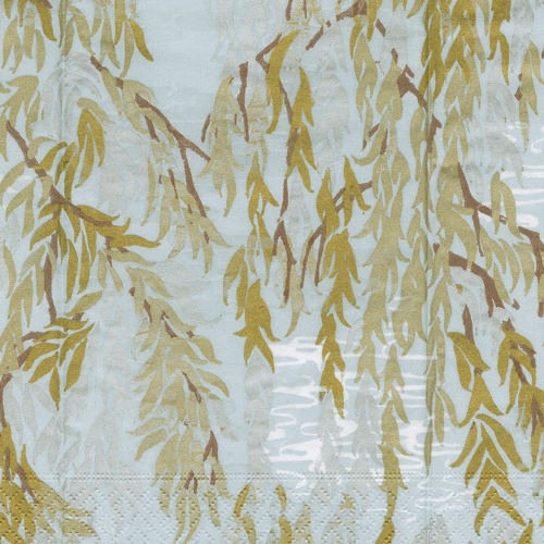 Silver Willows paper cocktail napkin