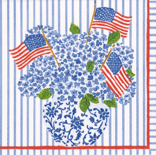 Flags And Hydrangeas Cocktail Napkin