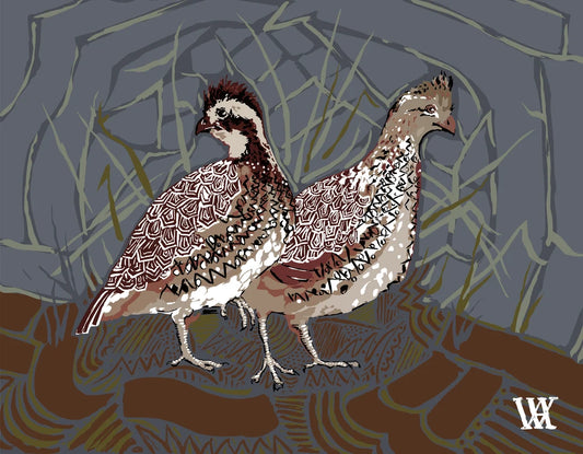 AWA Slate Bobwhite Pair 5x7 Espresso Frame