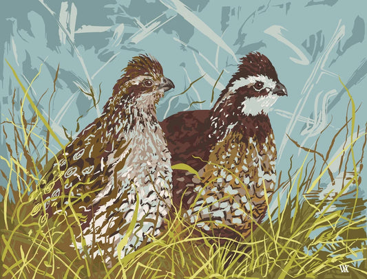 AWA Chartreuse Still Before the Flush Quail 5x7 Espresso Plein Air - 2.56" frame