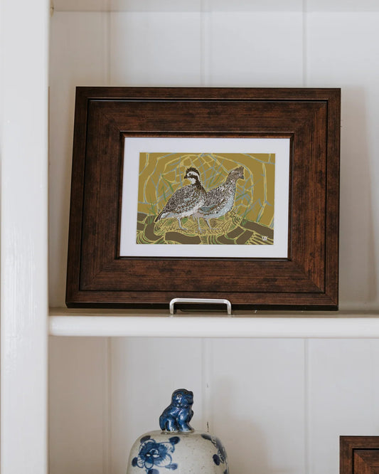 AWA Bobwhite Pair Gold 5x7 Espresso frame
