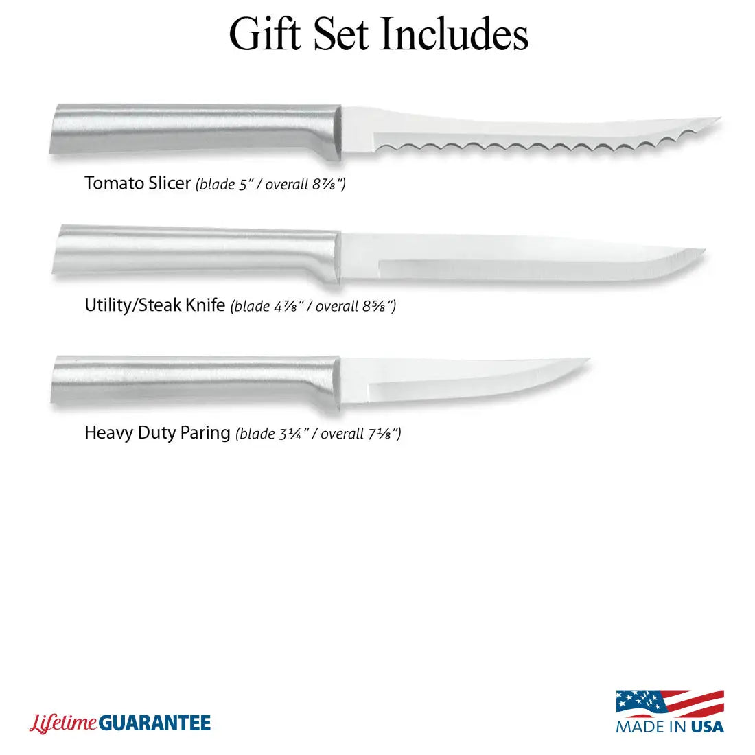 Rada Set tomato slicer, HD paring, & Steak knives