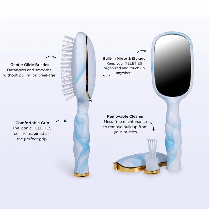 Blue Med Hair Detangler Teleties Brush Tide & True