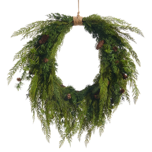 Cedar and Mini Pinecone Wreath 27" Raz W4511582
