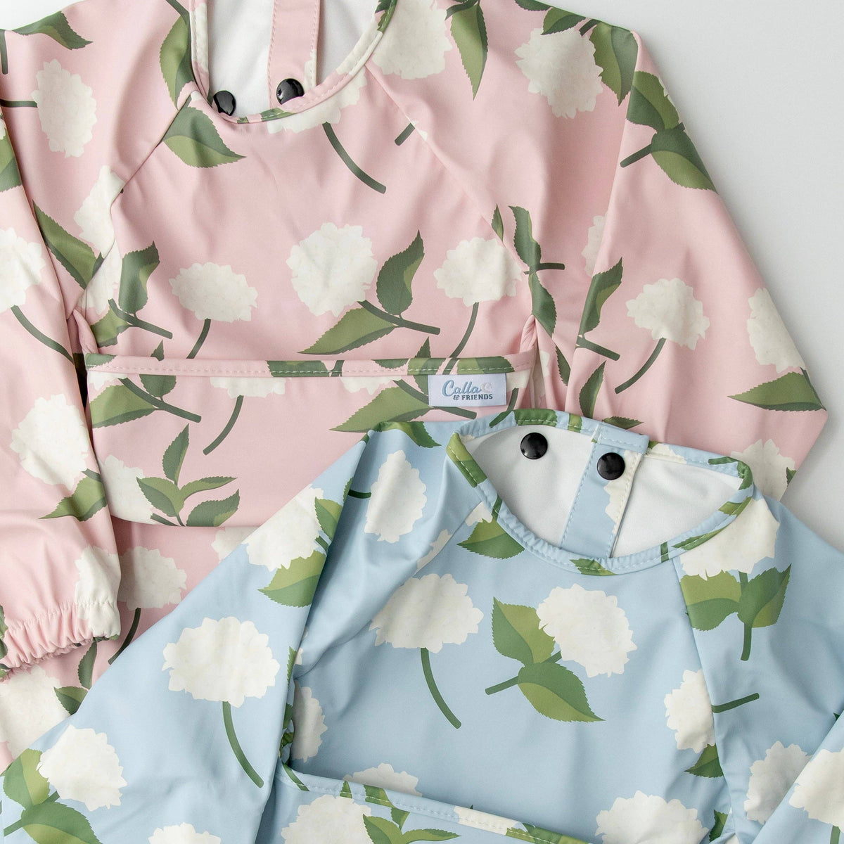 The Grayson Long Sleeve Bib - Hydrangeas