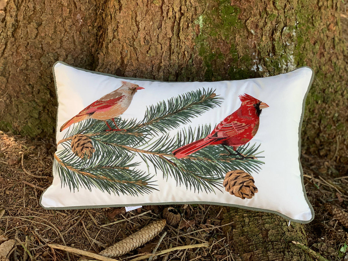 Cardinals & Pine Indoor/Outdoor Throw Pillow