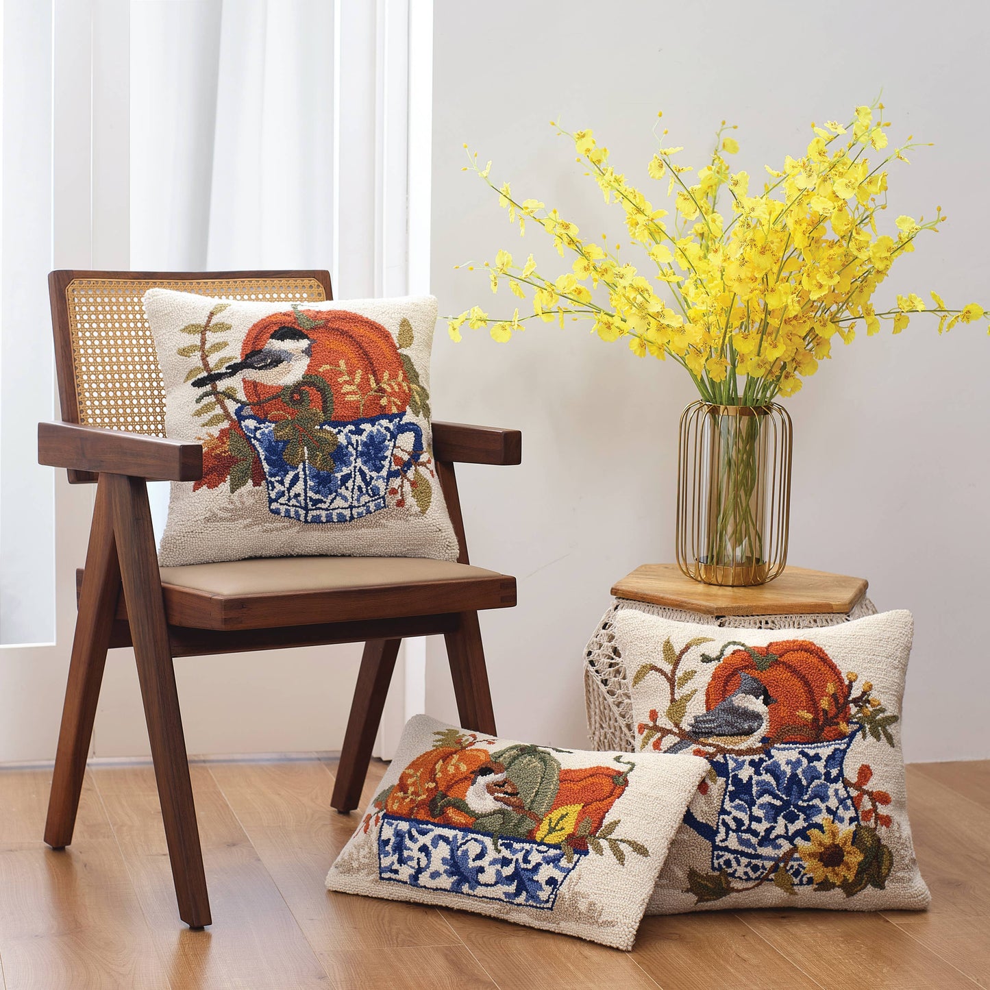 Fall Chinoiserie Pumpkins Hook Pillow PH