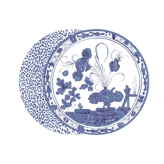 VIDA Faenza and Leopard Reversible Placemats Set of 4 (Blue & White)