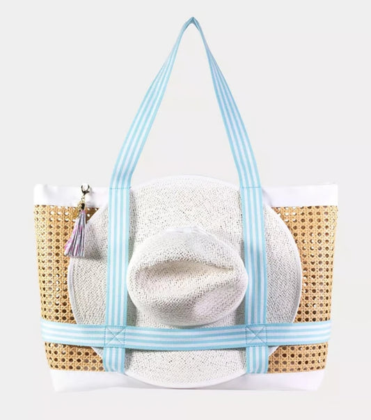 Lilly pulitzer Raffia Beach tote with hat straps