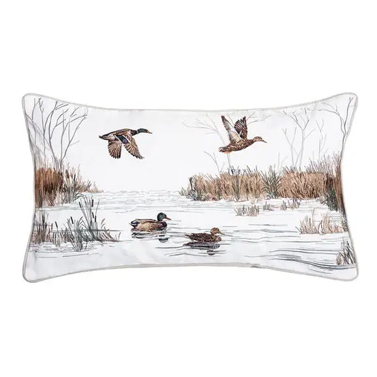 In The Marsh Duck Indoor/Outdoor Throw Pillow