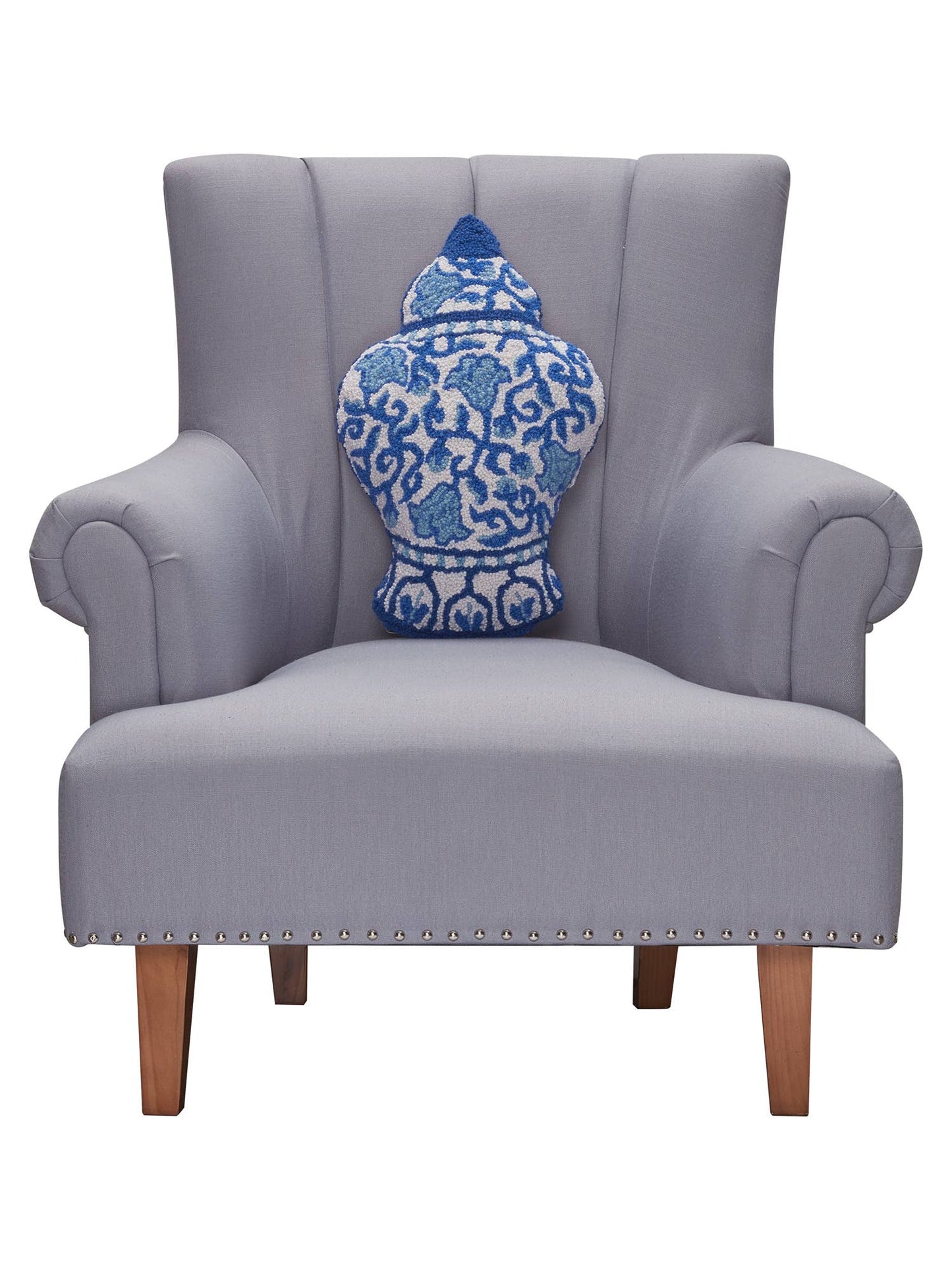 Shaped Chinoiserie Vase Hook Pillow